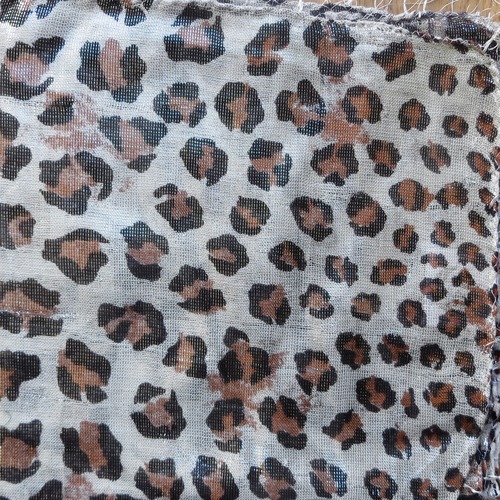 White shimmering tichel  animal print