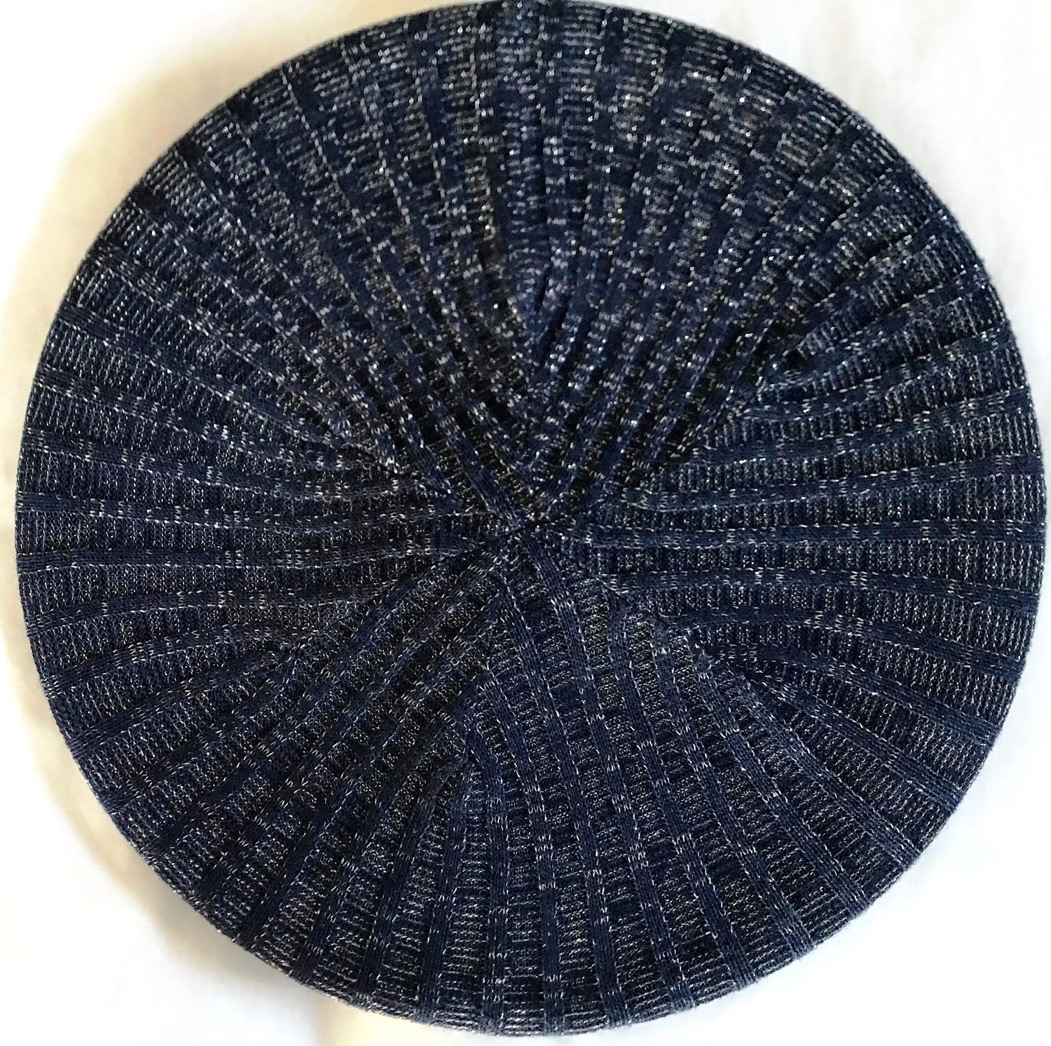 Navy lightweight lined beret/snood w/silver sparkle