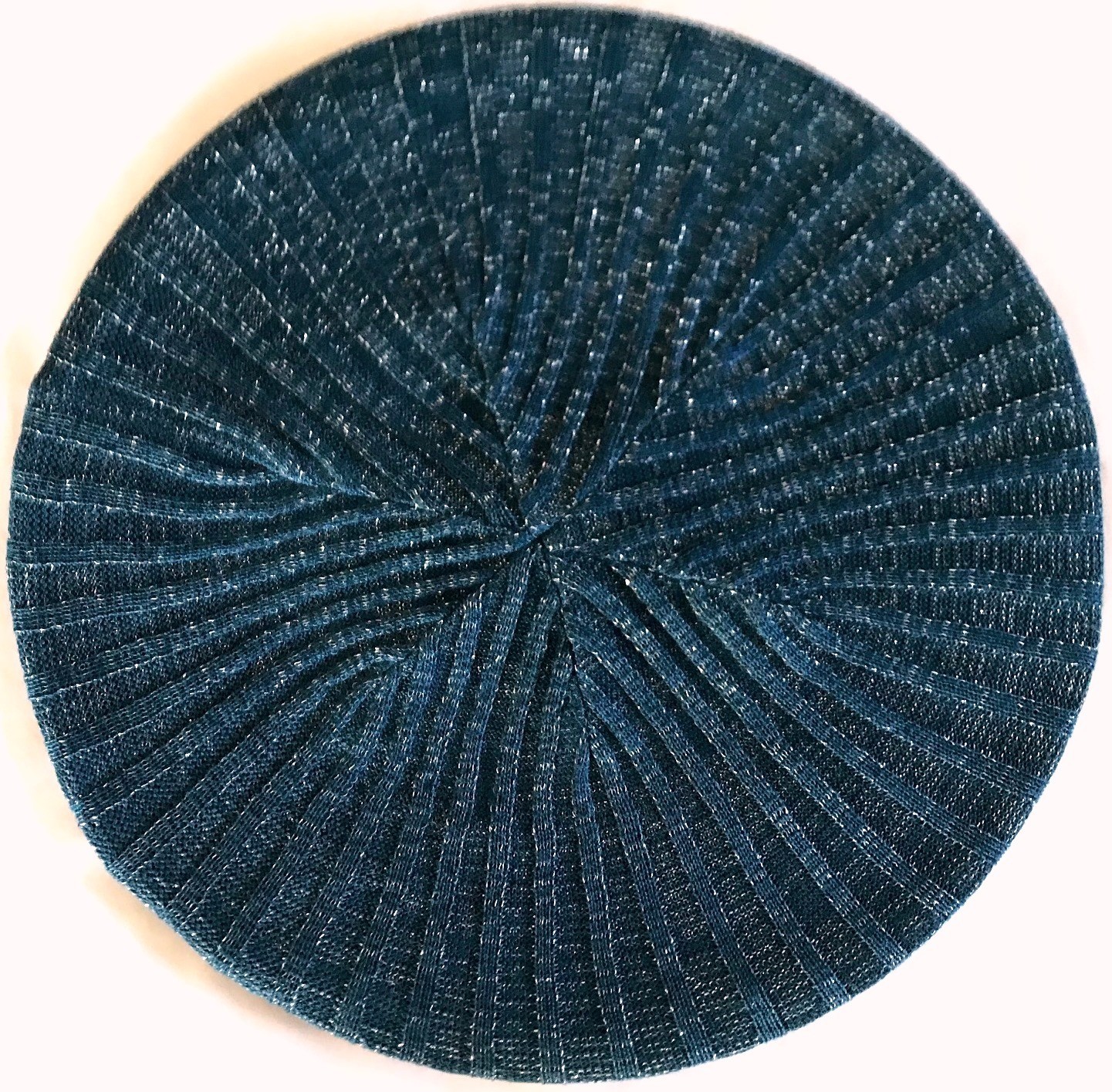 Denim w/silver sparkle lightweight lined beret/snood