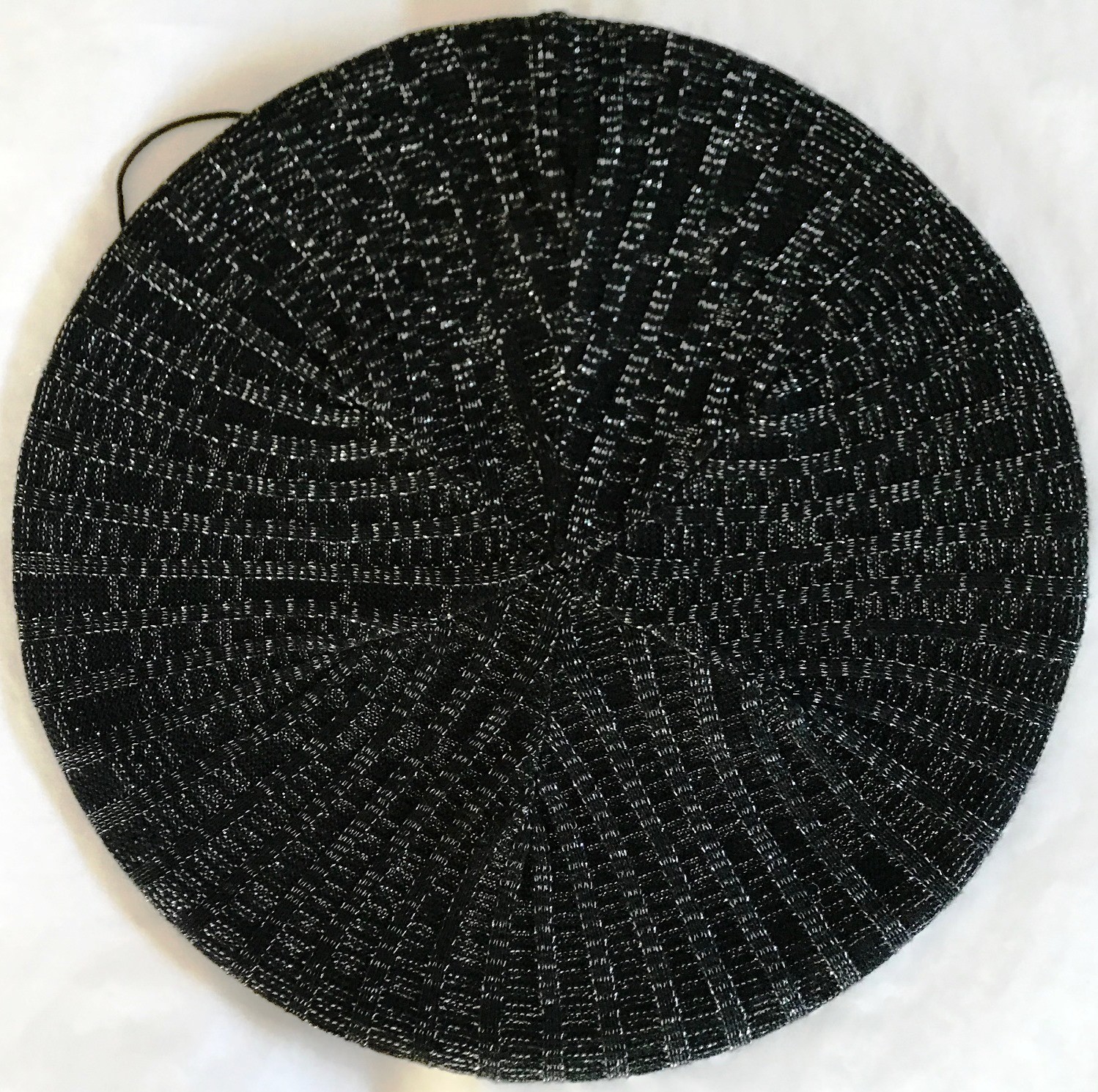 Black with silver sparkle lightweight lined beret/snood