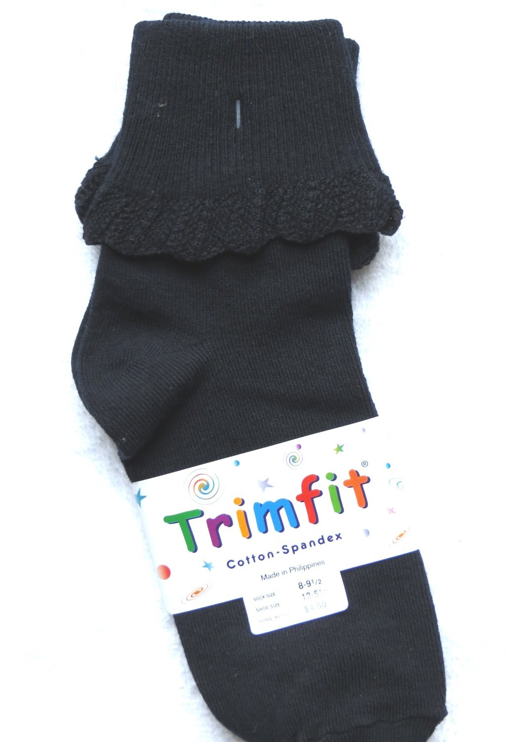 Navy short sock ruffled cuff