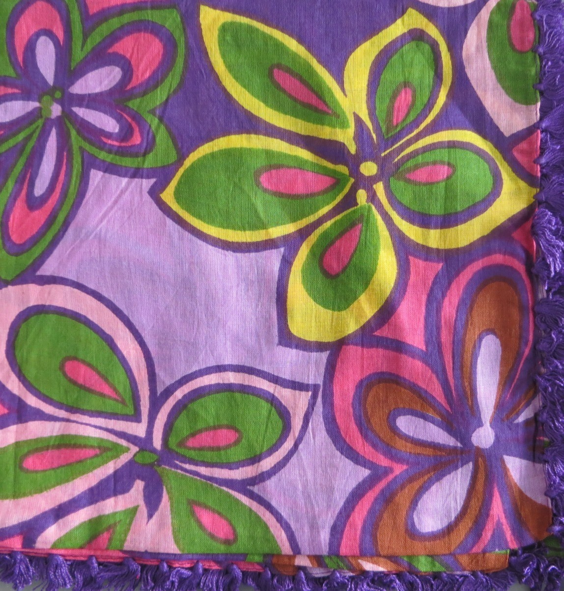 Purple burst of flower extra fancy tichel