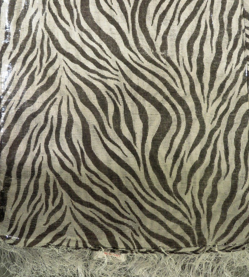 White and brown zebra print shimmering tichel
