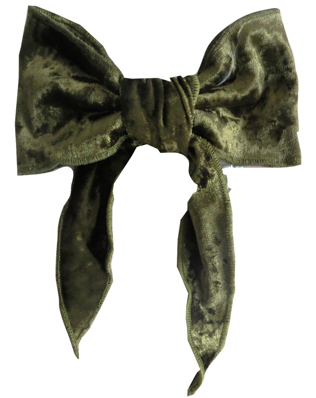 Green velvet bow with tails