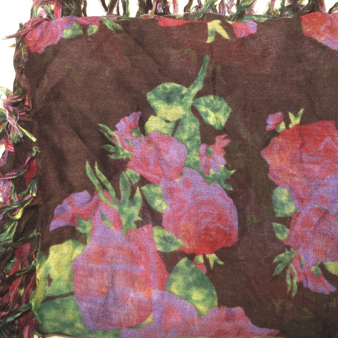 Brown with big flowers headscarve tichel