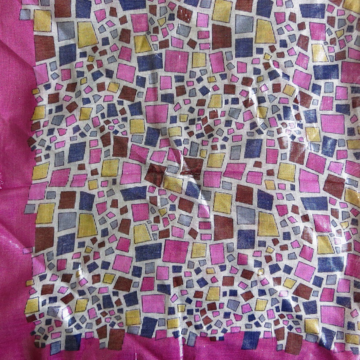 Deep pink funky shapes shimmer tichel