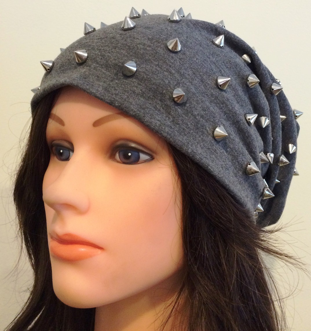 Gray cone shaped spiked slouch hat