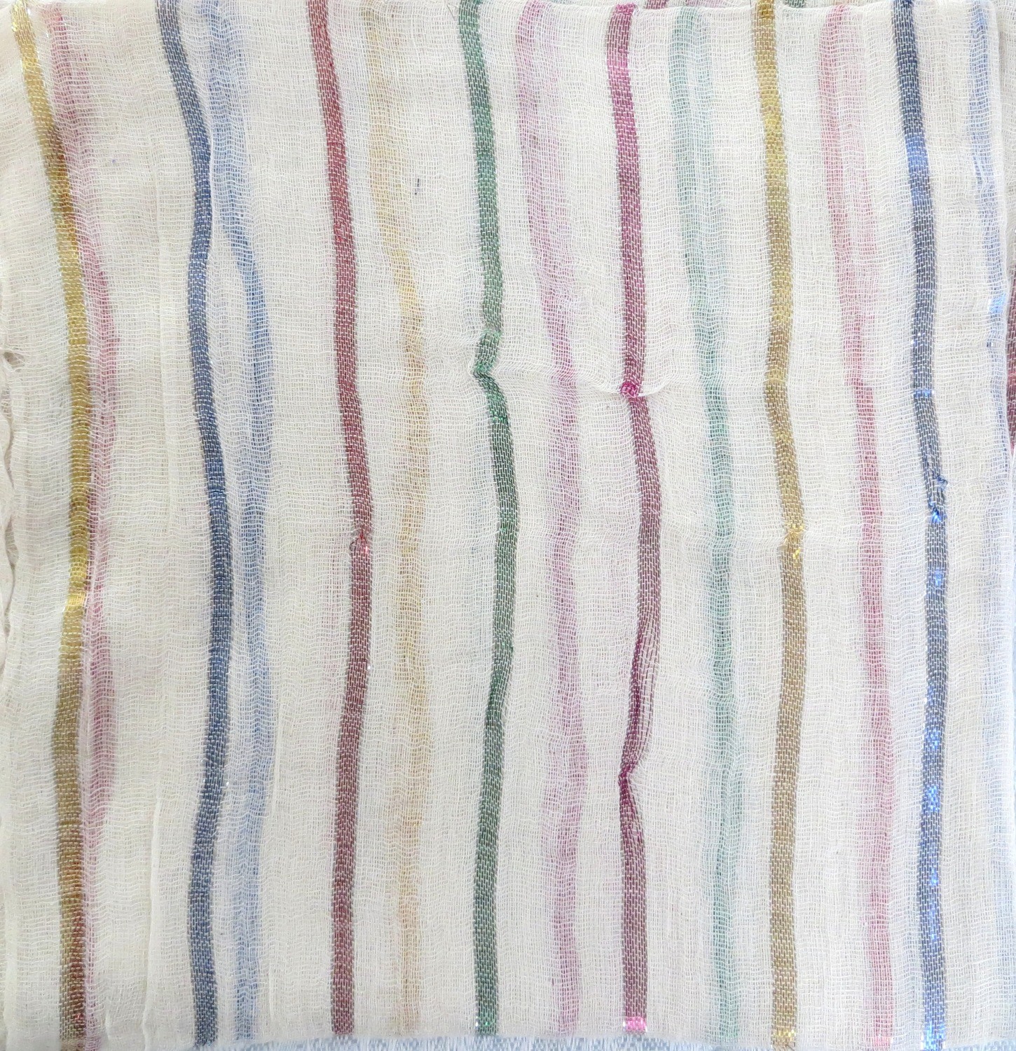 Off white basic tichel with thick stripes