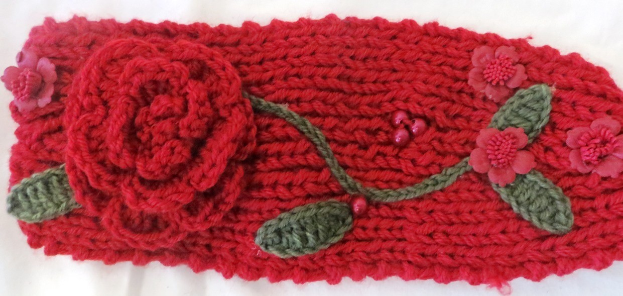 Red head wrap with berries etc.