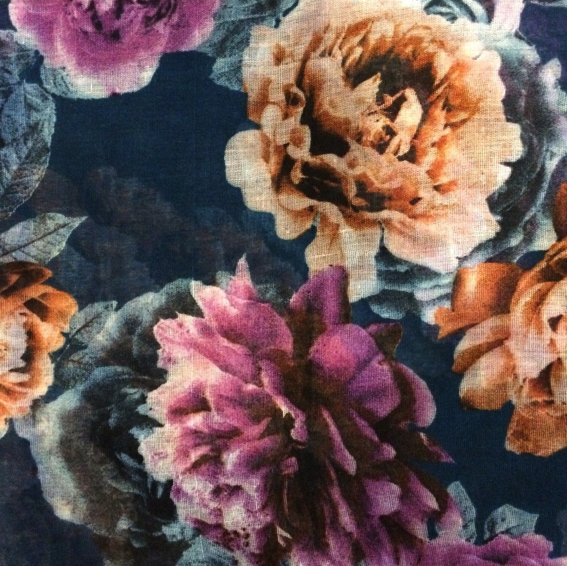 Fall big flowers teal tichel