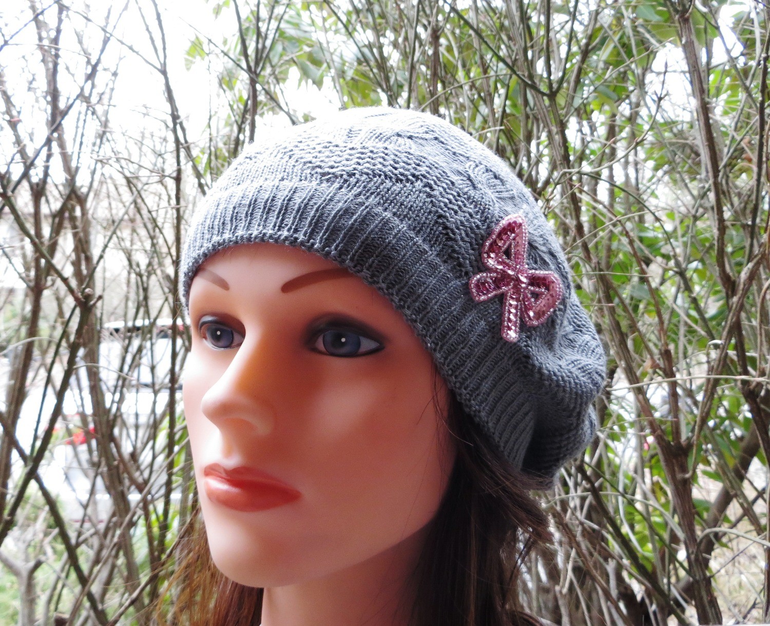 Gray summer style beret; style 1