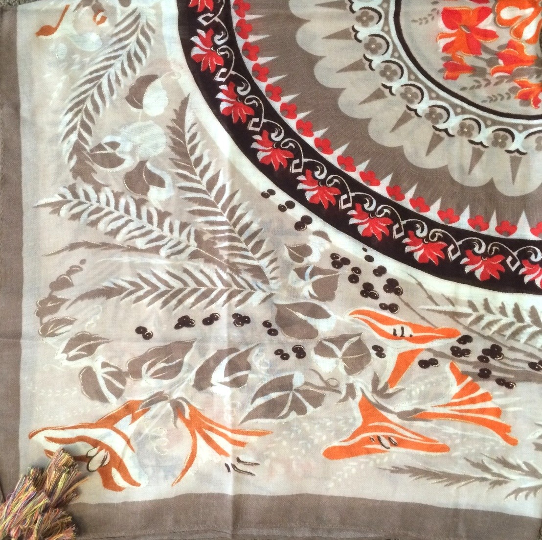 Peaches n cream soft tichel with floral pattern