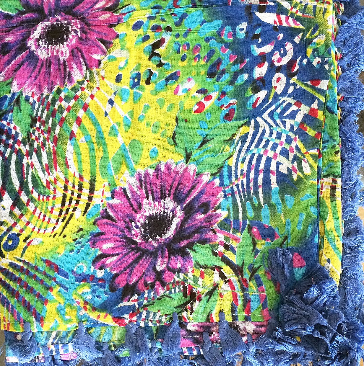 Blue flower garden extra fancy tichel
