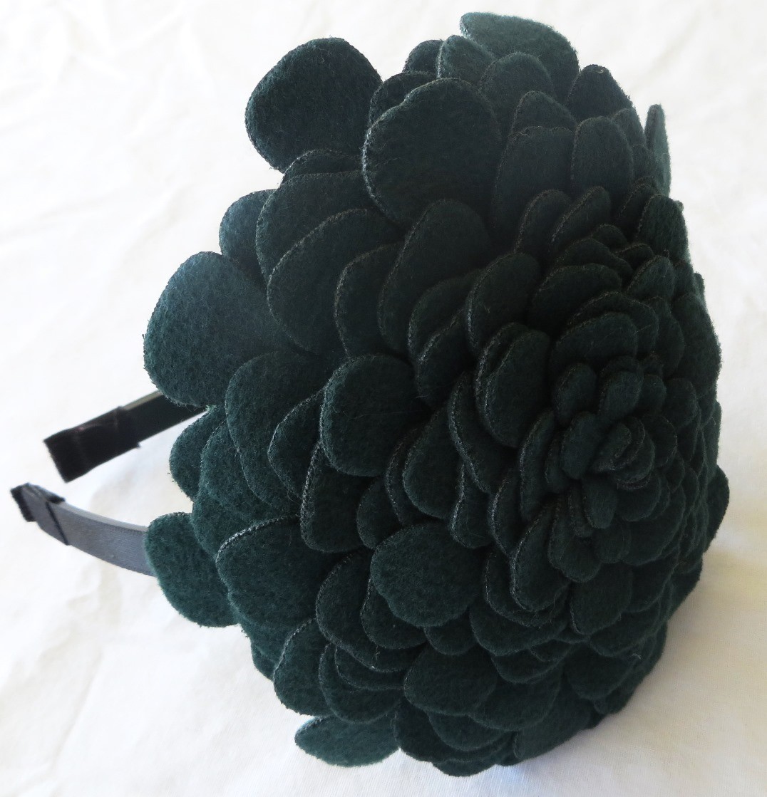 Hunter green large felt flower headband
