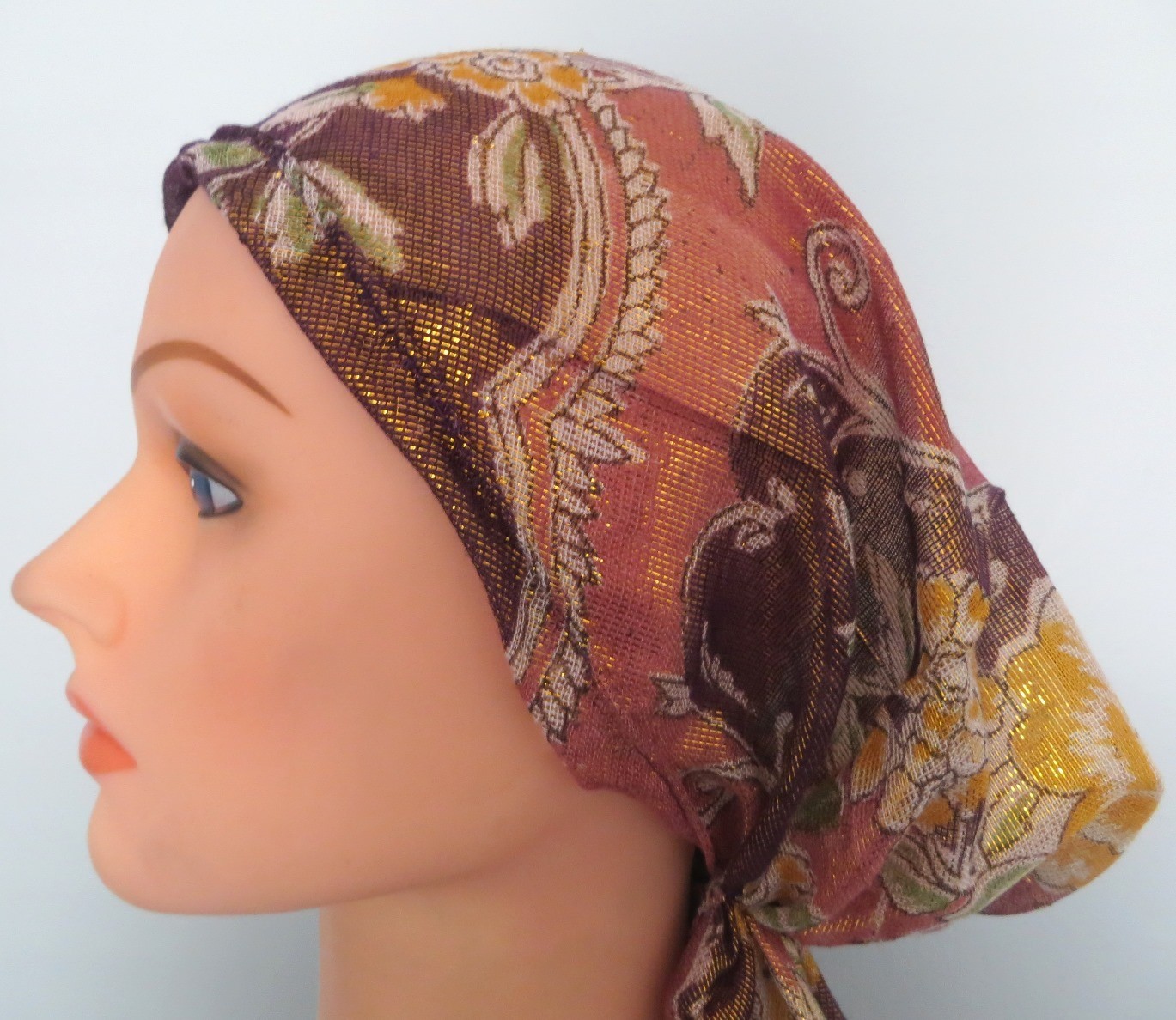 Plum shimmering pretied tichel