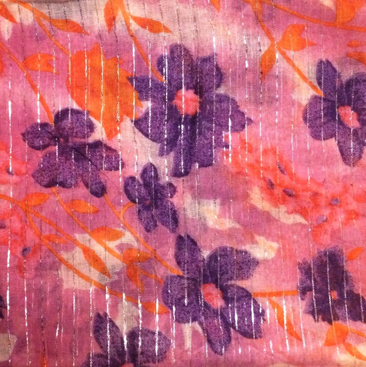 Pinks &amp; purples lg flower lurex tichel