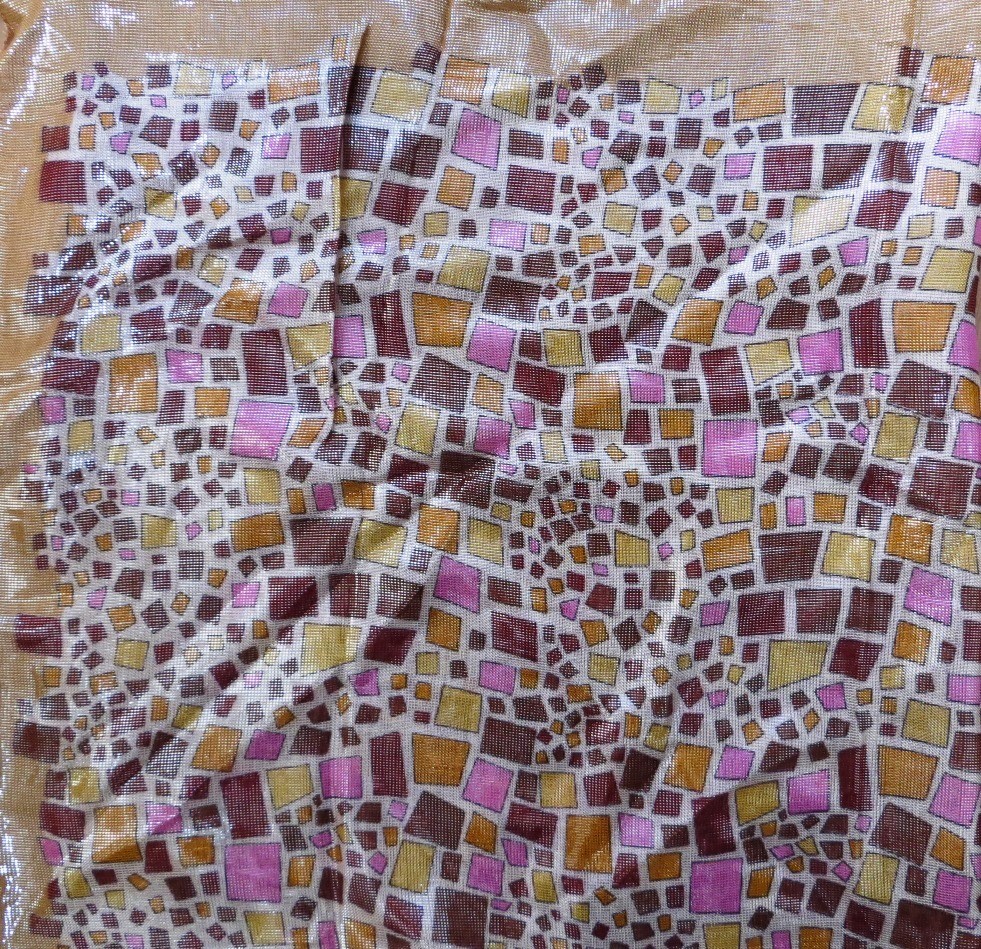 Beige funky shapes shimmer tichel