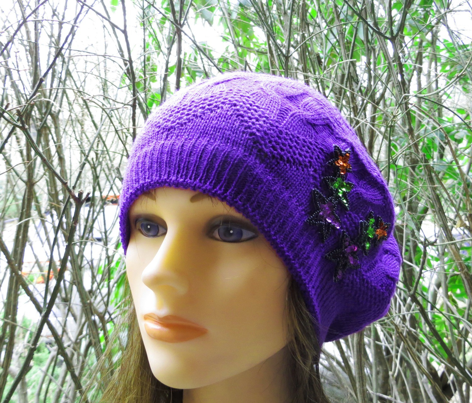 Purple summer style beret