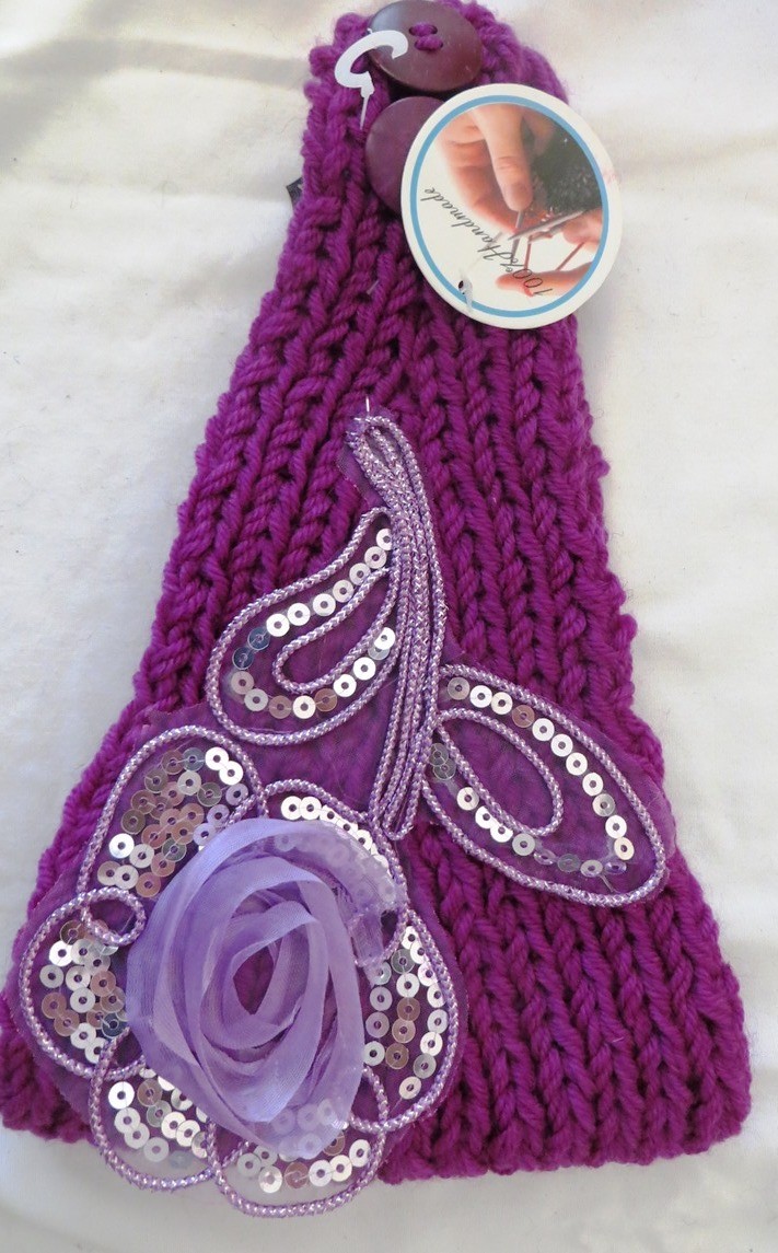 Dark fuchsia head wrap with applique