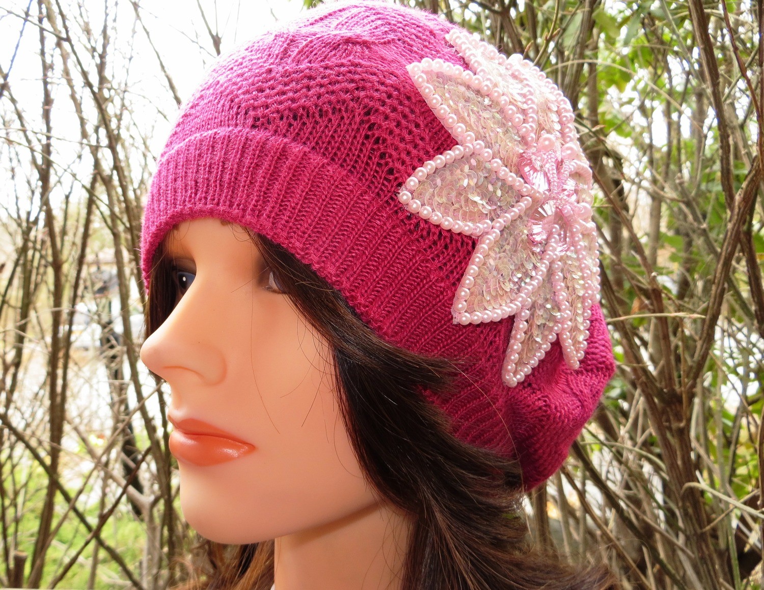 Deep pink summer style beret