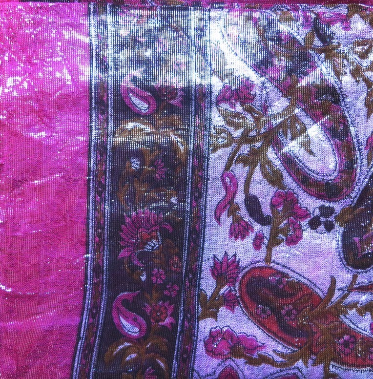 Hot pink with silver shimmer tichel