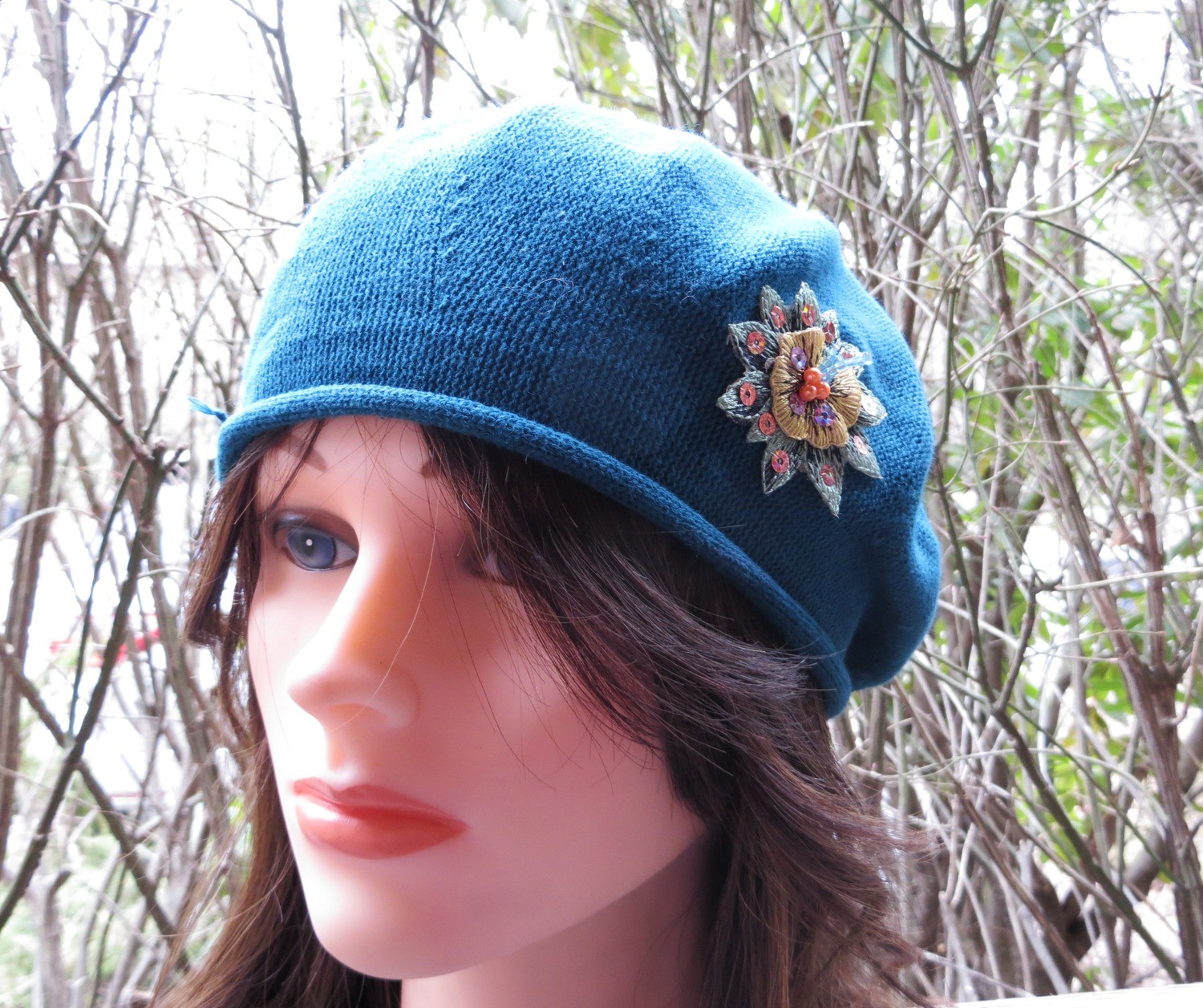 Torquoise cotton summer style beret