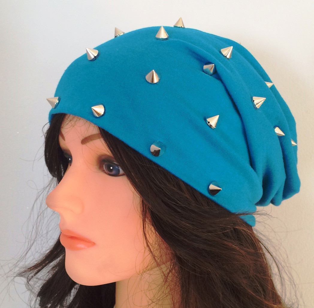 Aqua blue summer spiky beanie