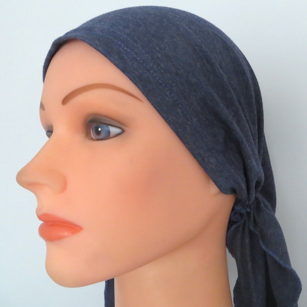 Denim cotton pre tied tichel