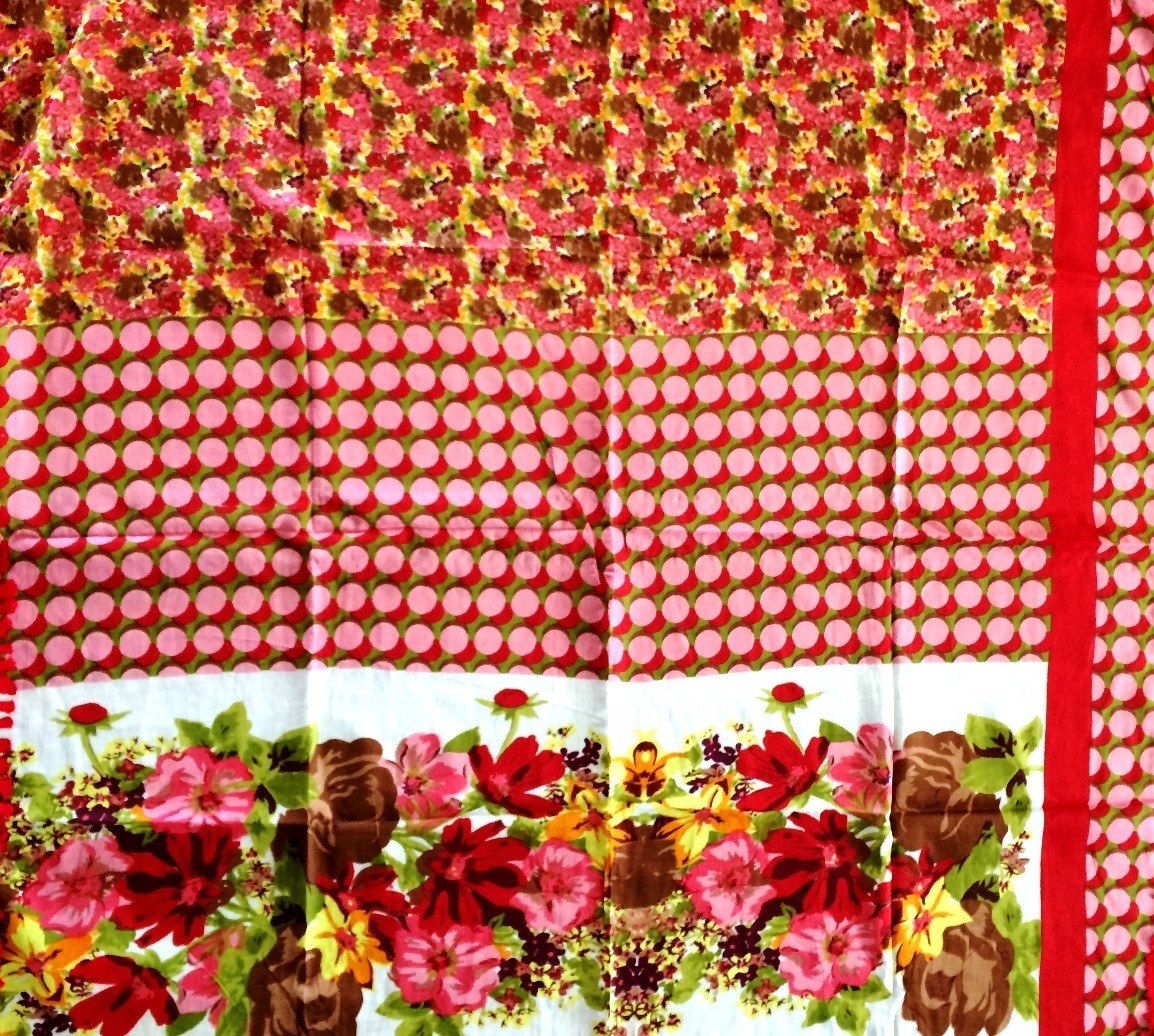 Red with flowers extra fancy tichel