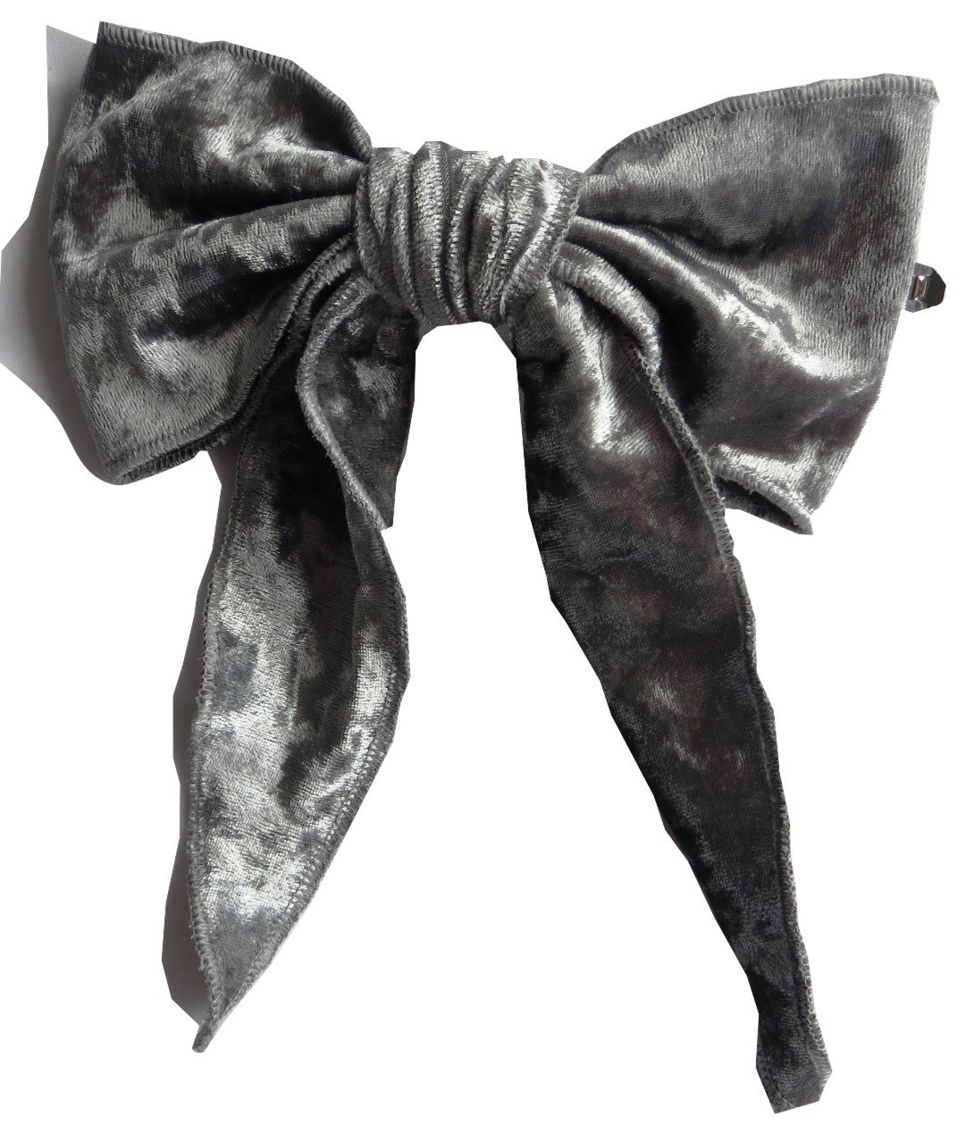 Silver velvet bow with tails