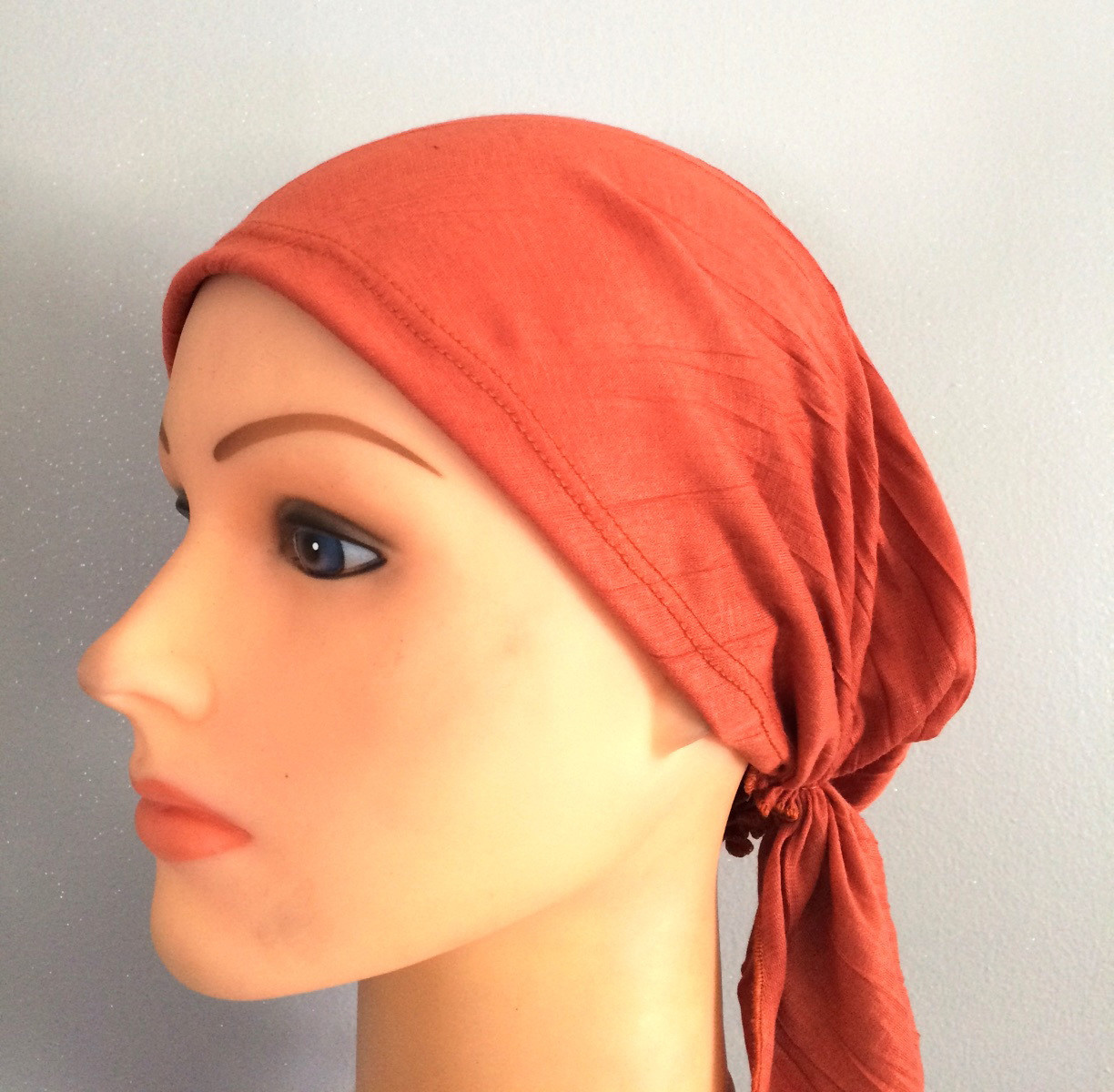 Burnt orange pretied tichel