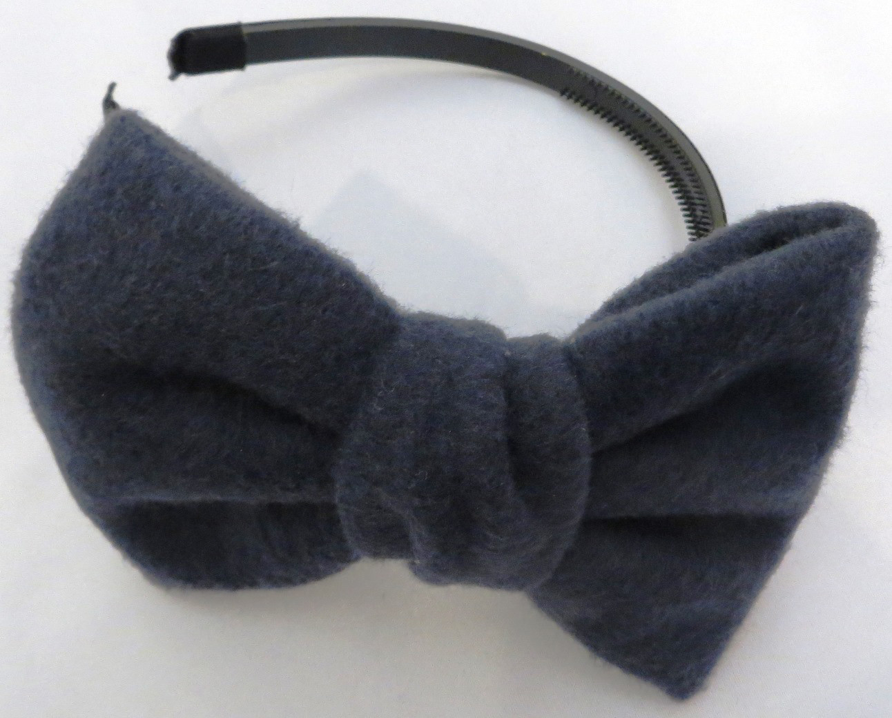 Furry large bow headband navy color