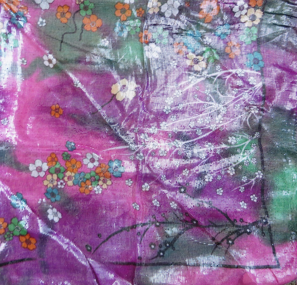 pinks and purples smaller shimmering tichel