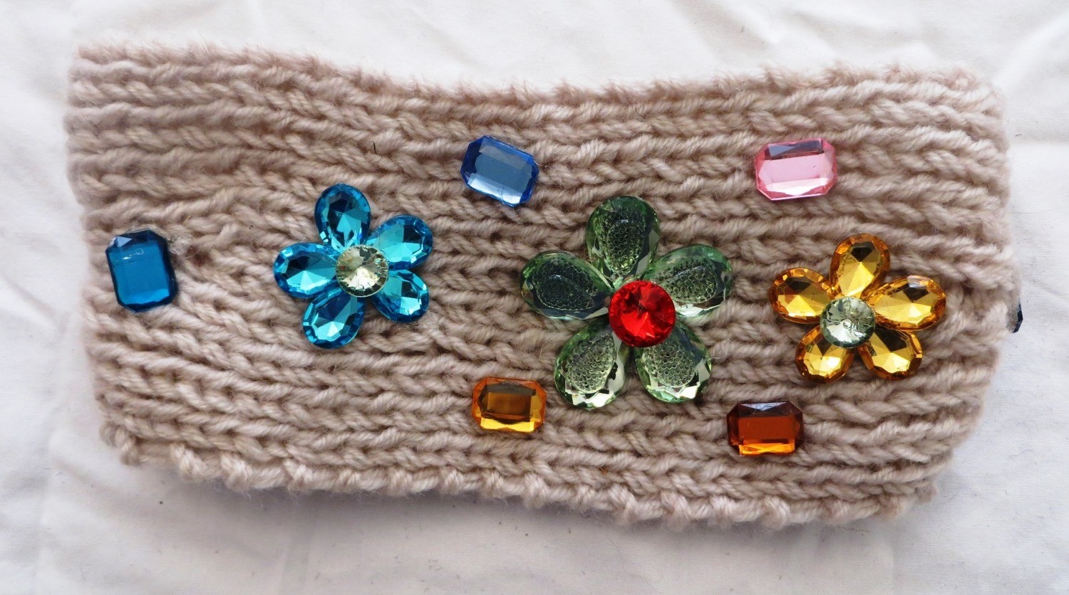 Dark cream jeweled head wrap