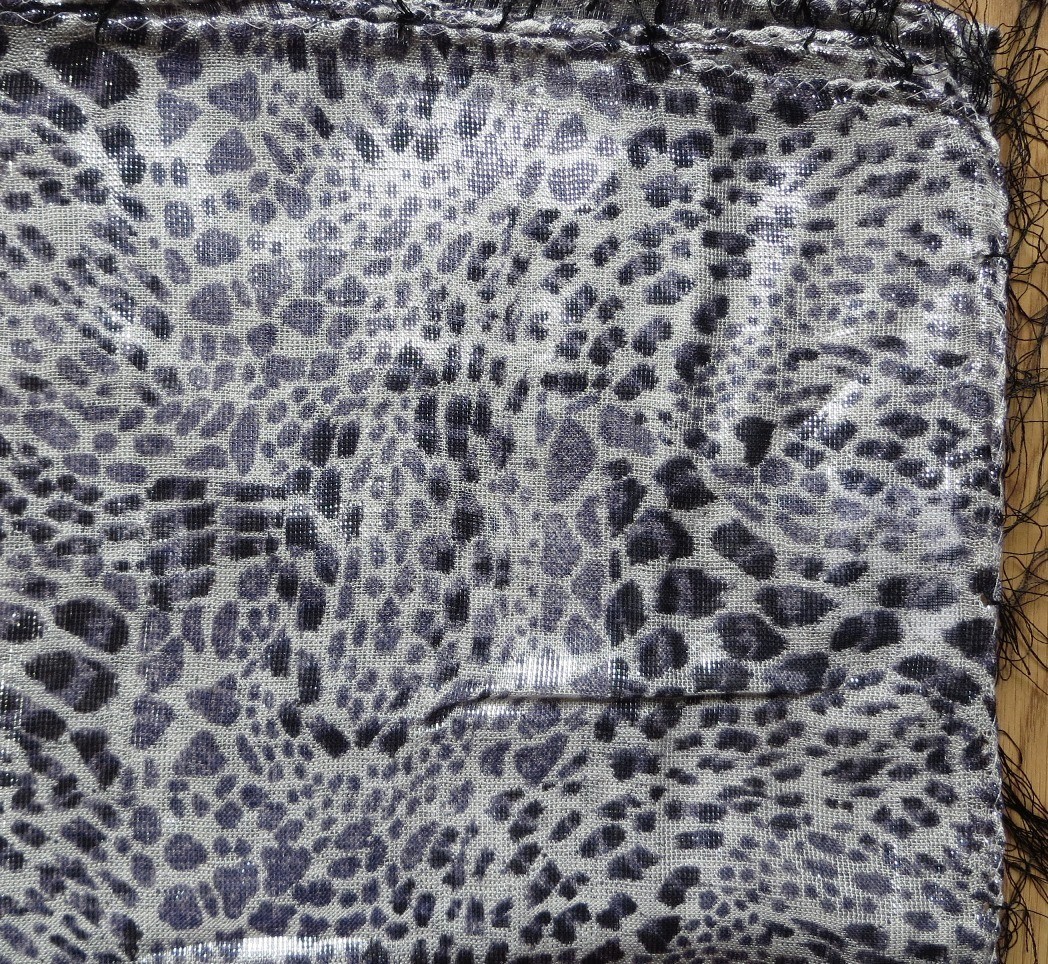 White  gray and black animal print shimmer tichel