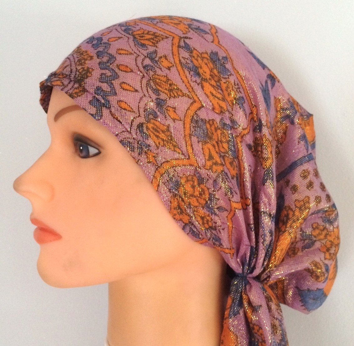 Lavender shimmering pretied tichel