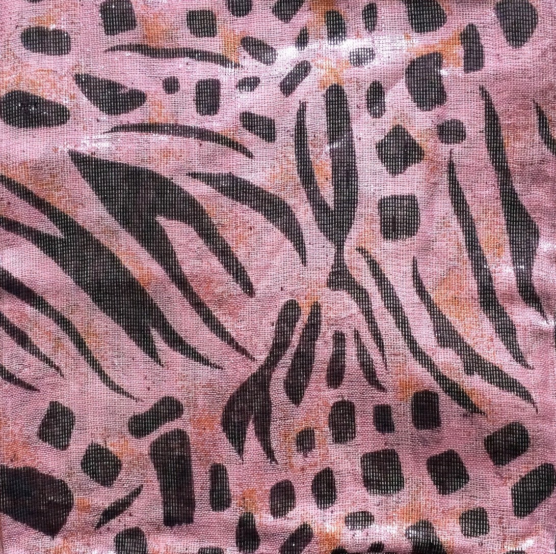Pink shimmering animal print tichel