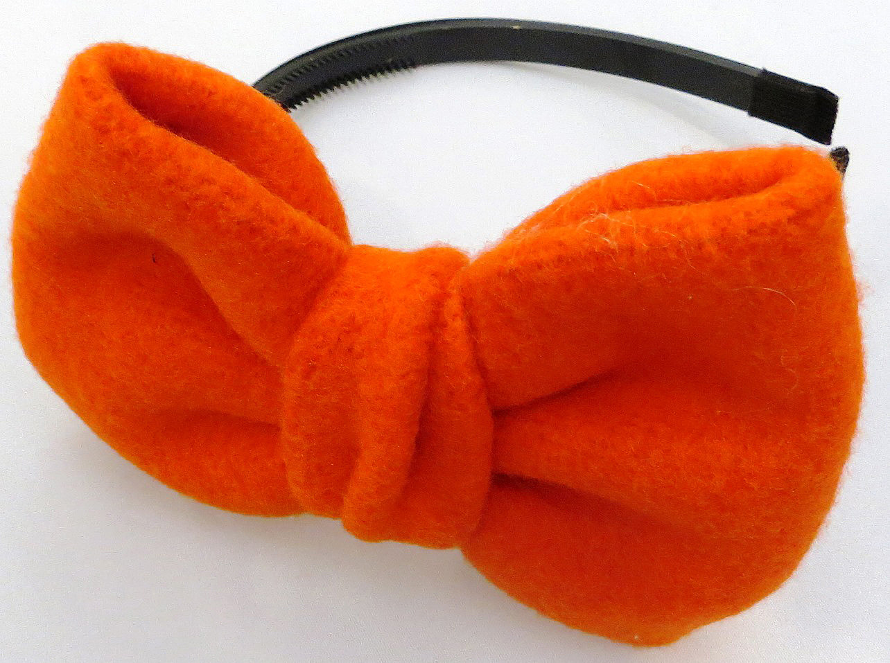 Furry large bow headband bright orange color