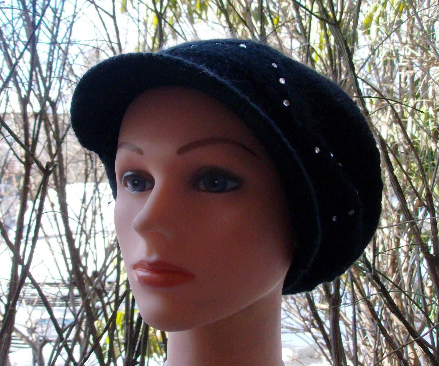 Black studded long cap