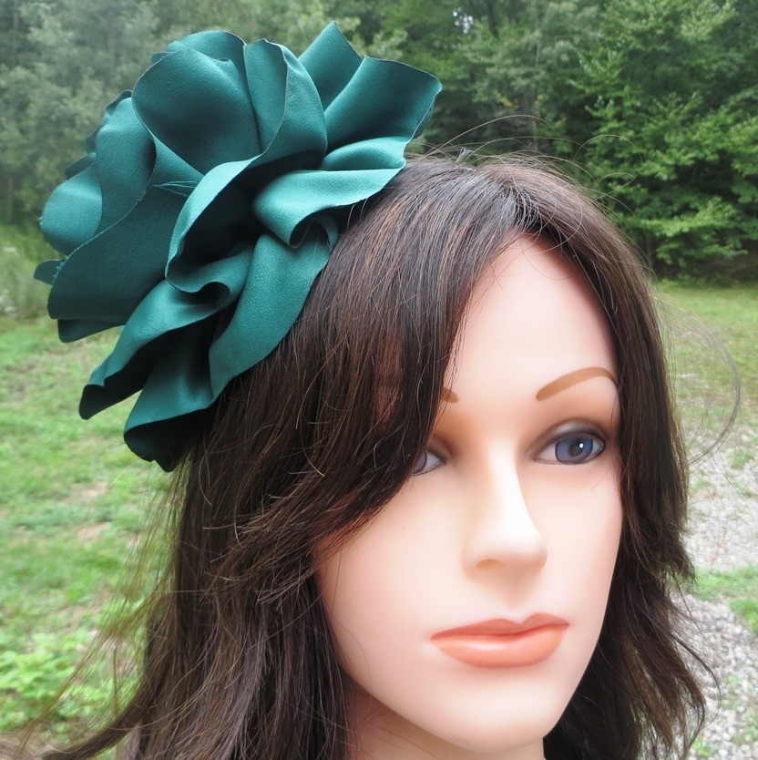 Hunter green extra large flower headband