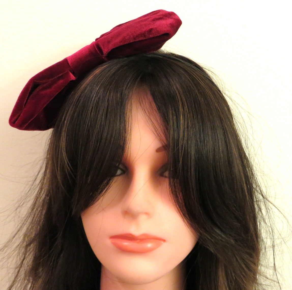 Red velvet bow headband