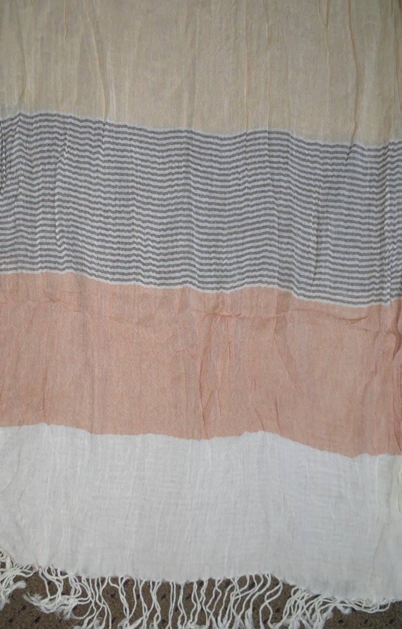 Peach &#39;n&#39; cream and brown thick stripes rectangle tichel
