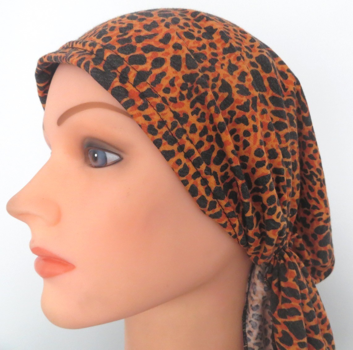 Pre tied tichel orange &amp; black