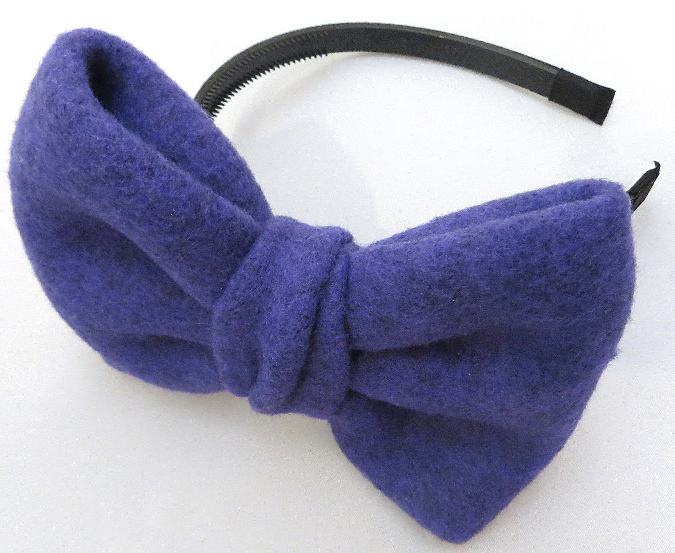 Furry large bow headband blue violet color