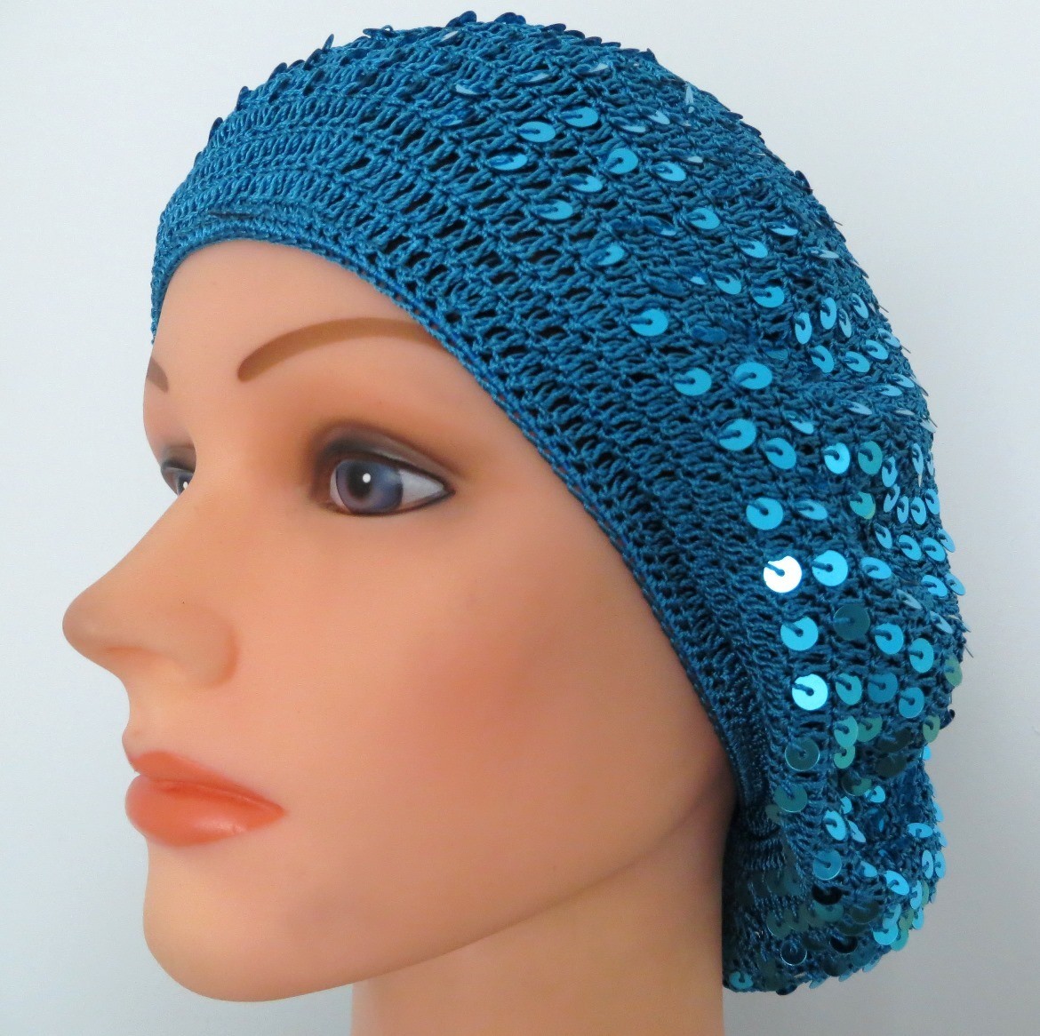 Sequin snood aqua blue