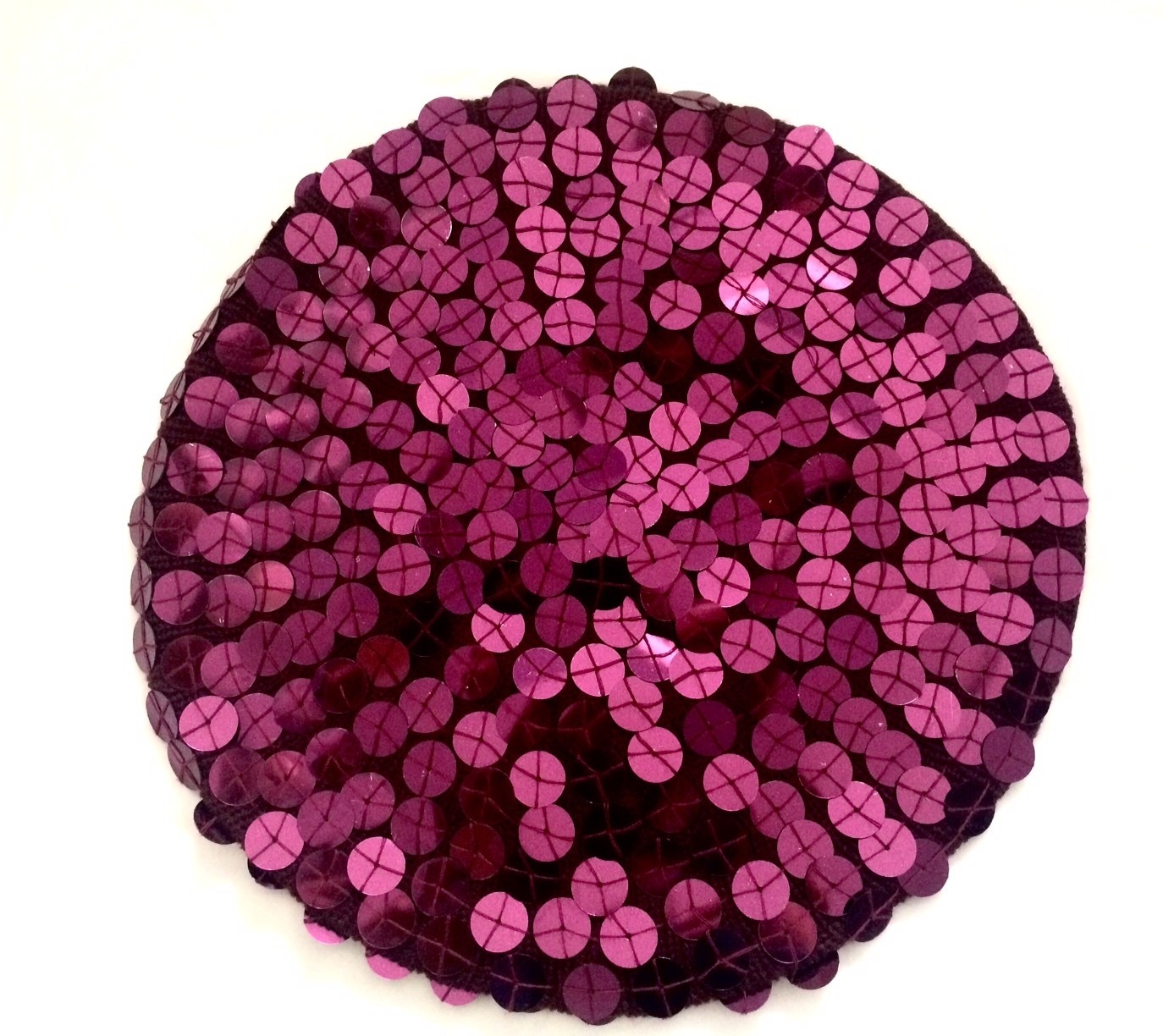 Raspberry Sequined Beret/Snood
