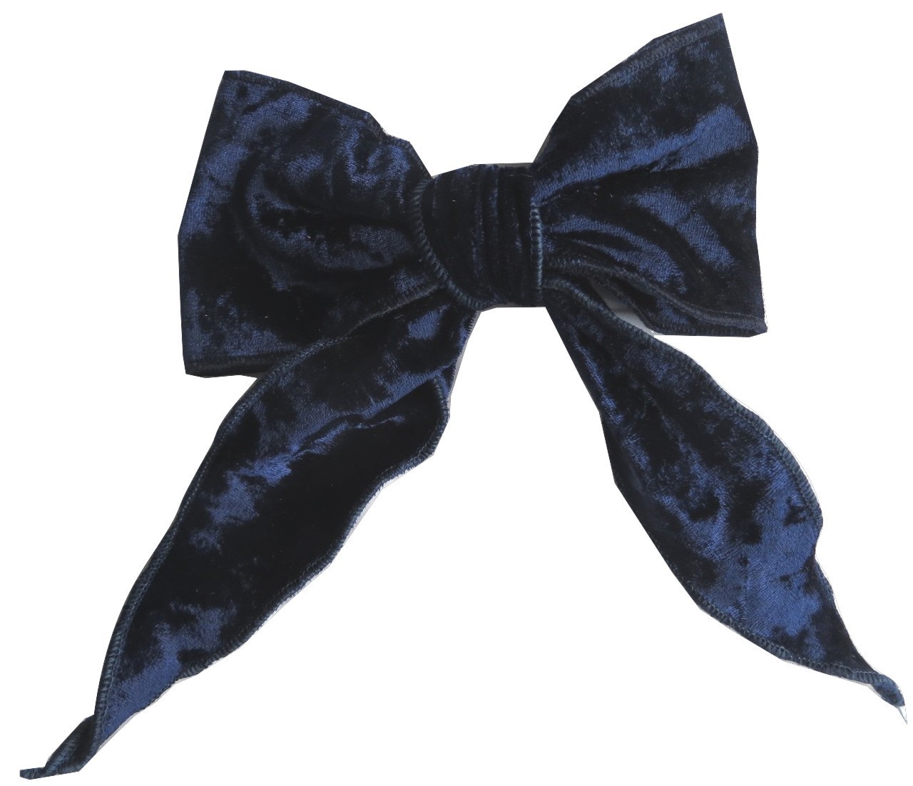 Navy velvet bow with tails