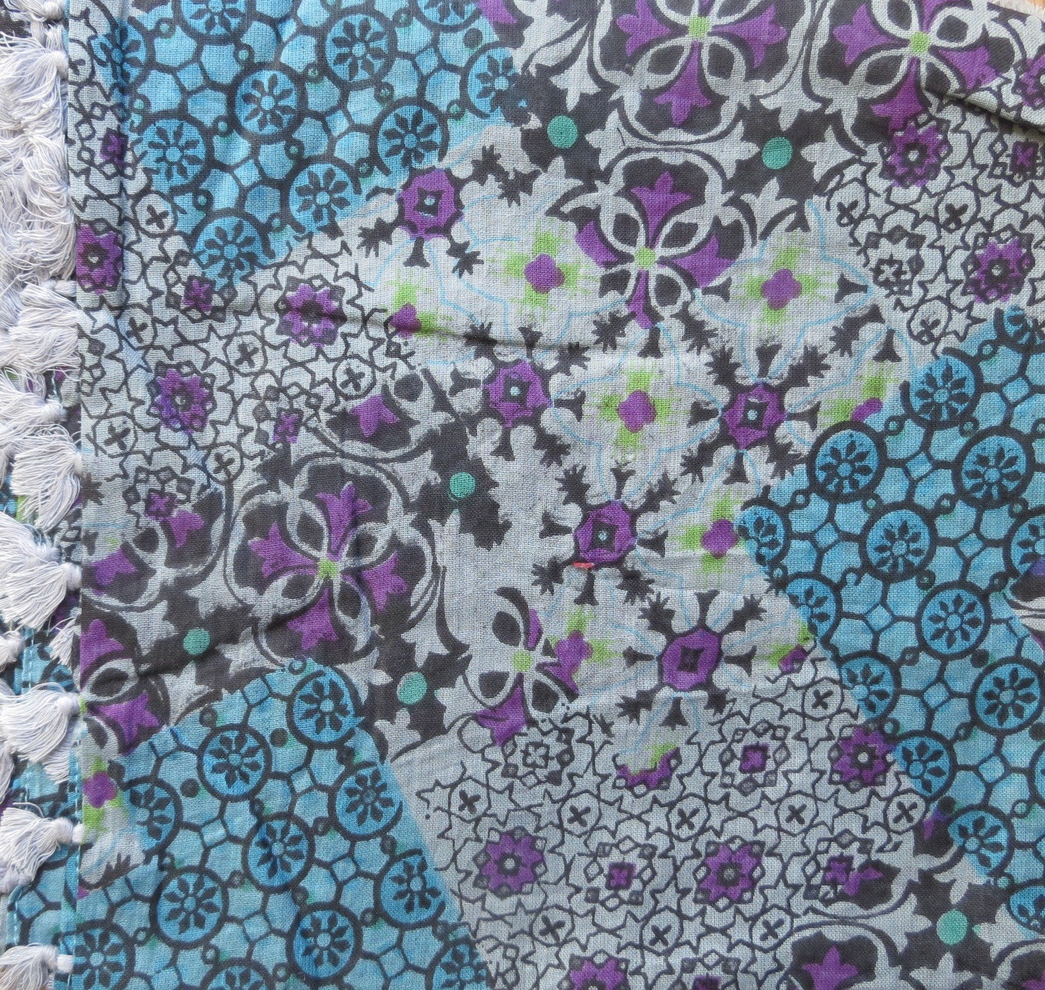 Blue gray purple extra fancy tichel