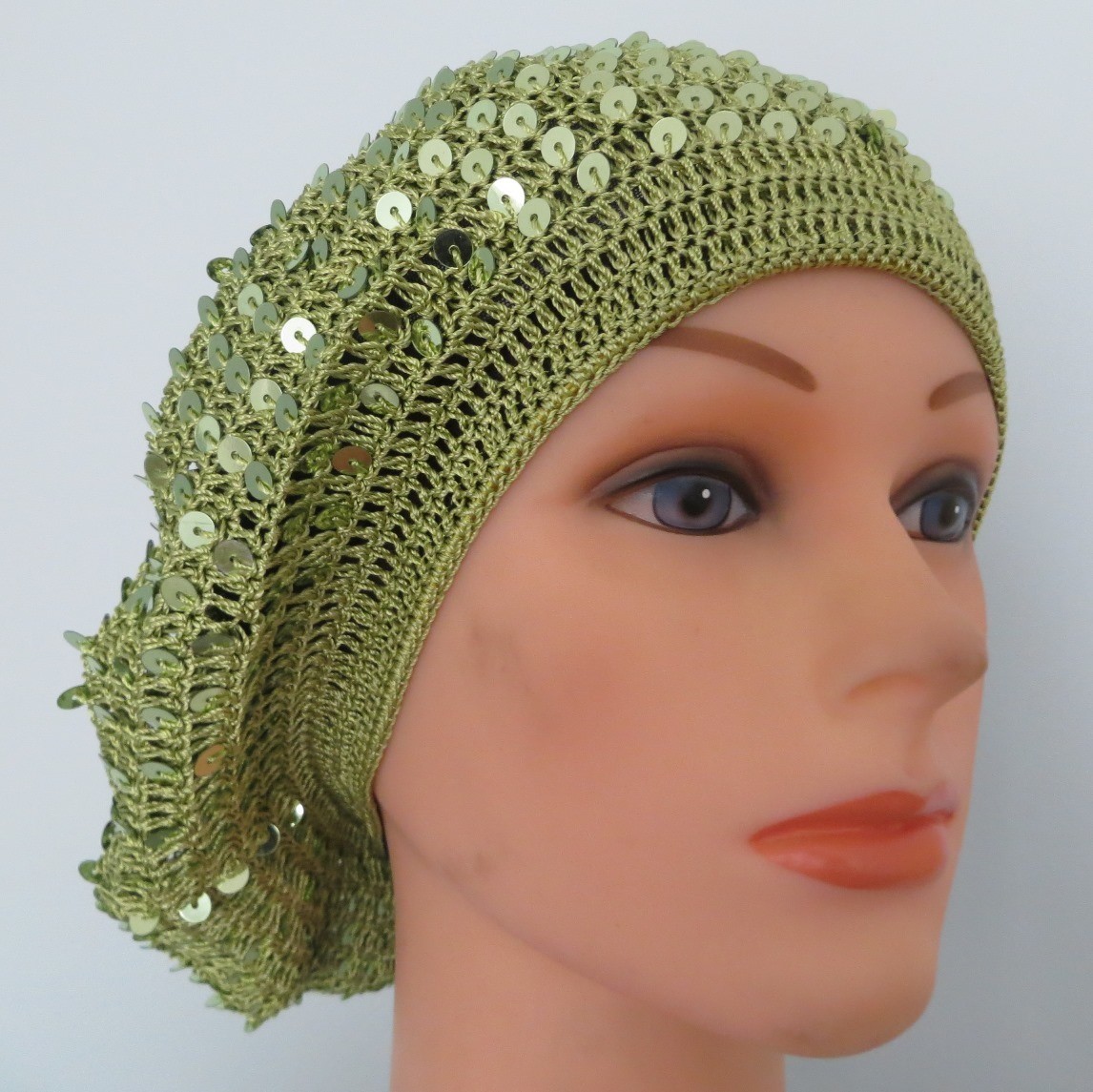 Sequin snood avocado green