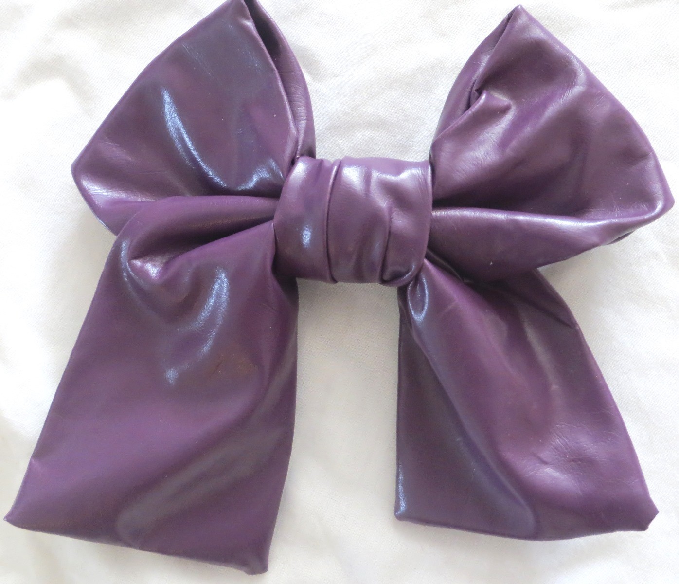 Purple large faux leather bow